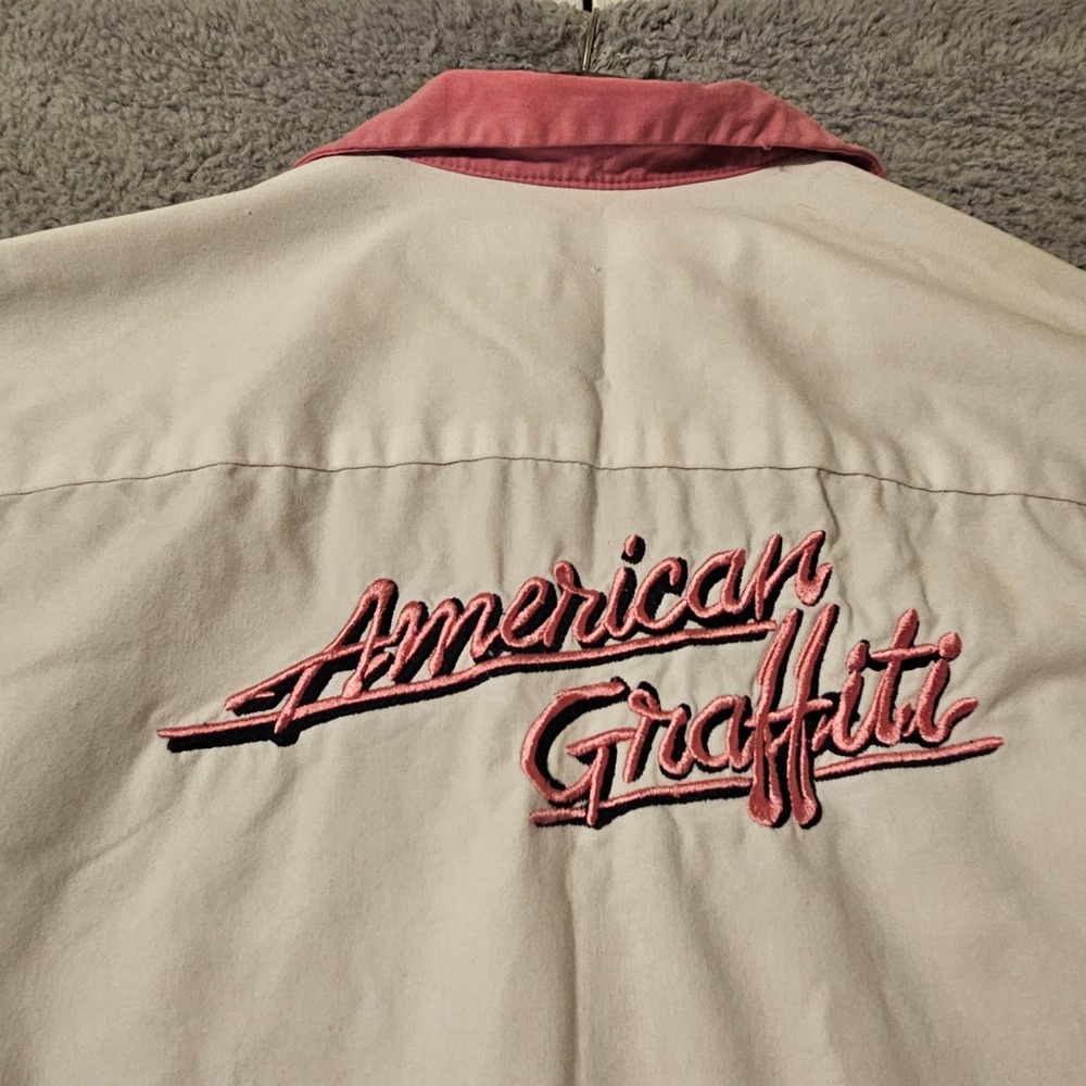 Universal Studios American Graffiti Mels Blouse Pink White Diner Shirt Sm Cast